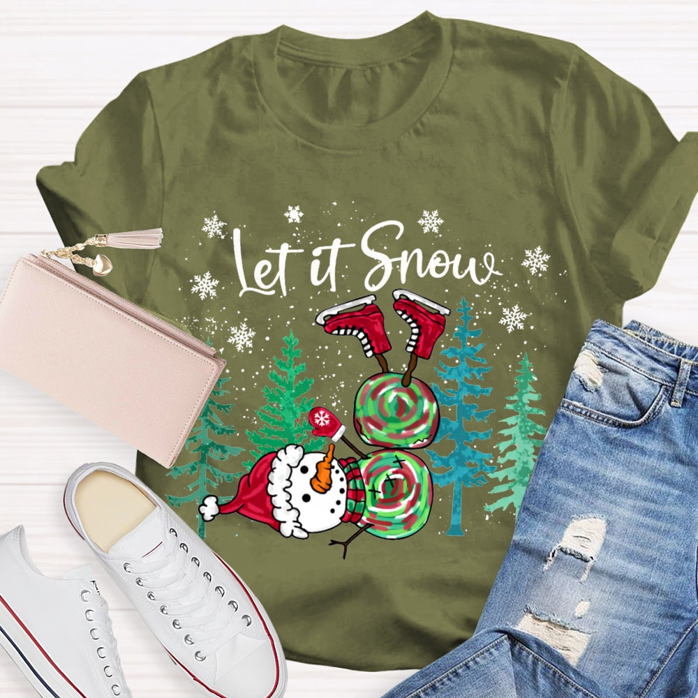 Let It Snow Tie-Dyed Snowmen And Christmas Tree T-shirt