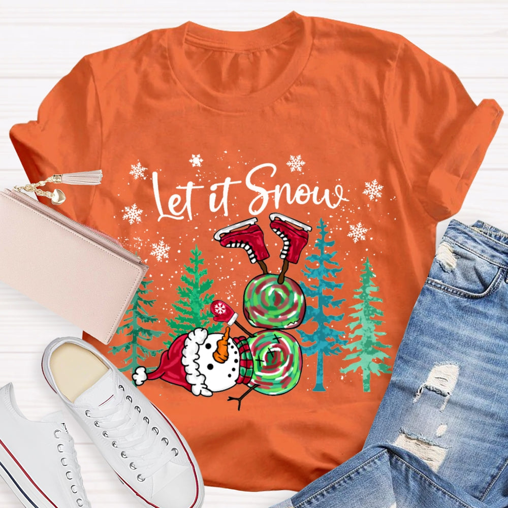 Let It Snow Tie-Dyed Snowmen And Christmas Tree T-shirt