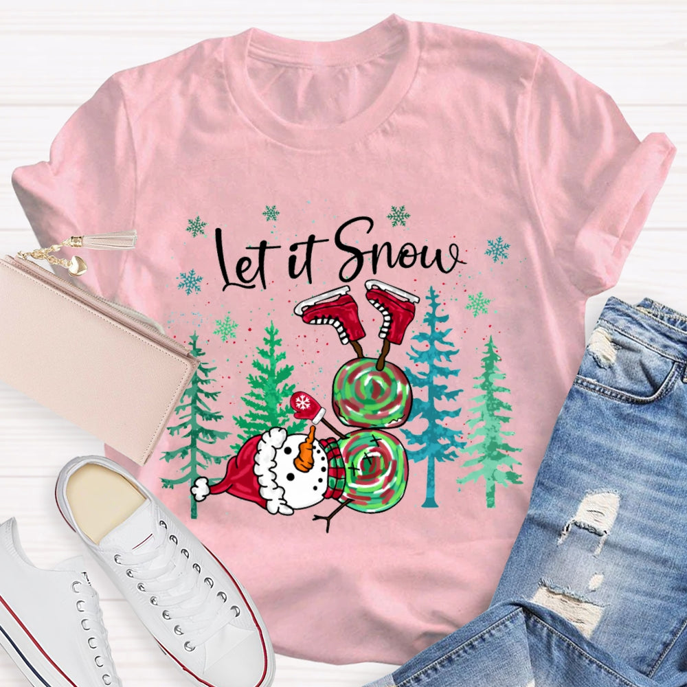 Let It Snow Tie-Dyed Snowmen And Christmas Tree T-shirt