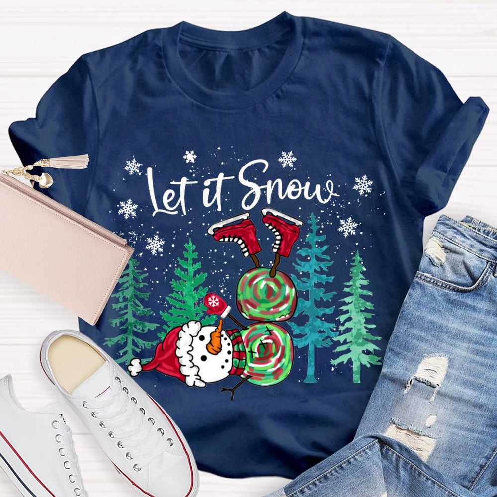 Let It Snow Tie-Dyed Snowmen And Christmas Tree T-shirt