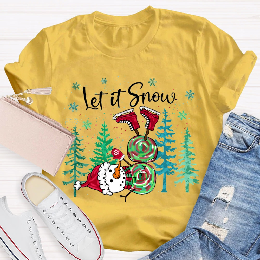 Let It Snow Tie-Dyed Snowmen And Christmas Tree T-shirt