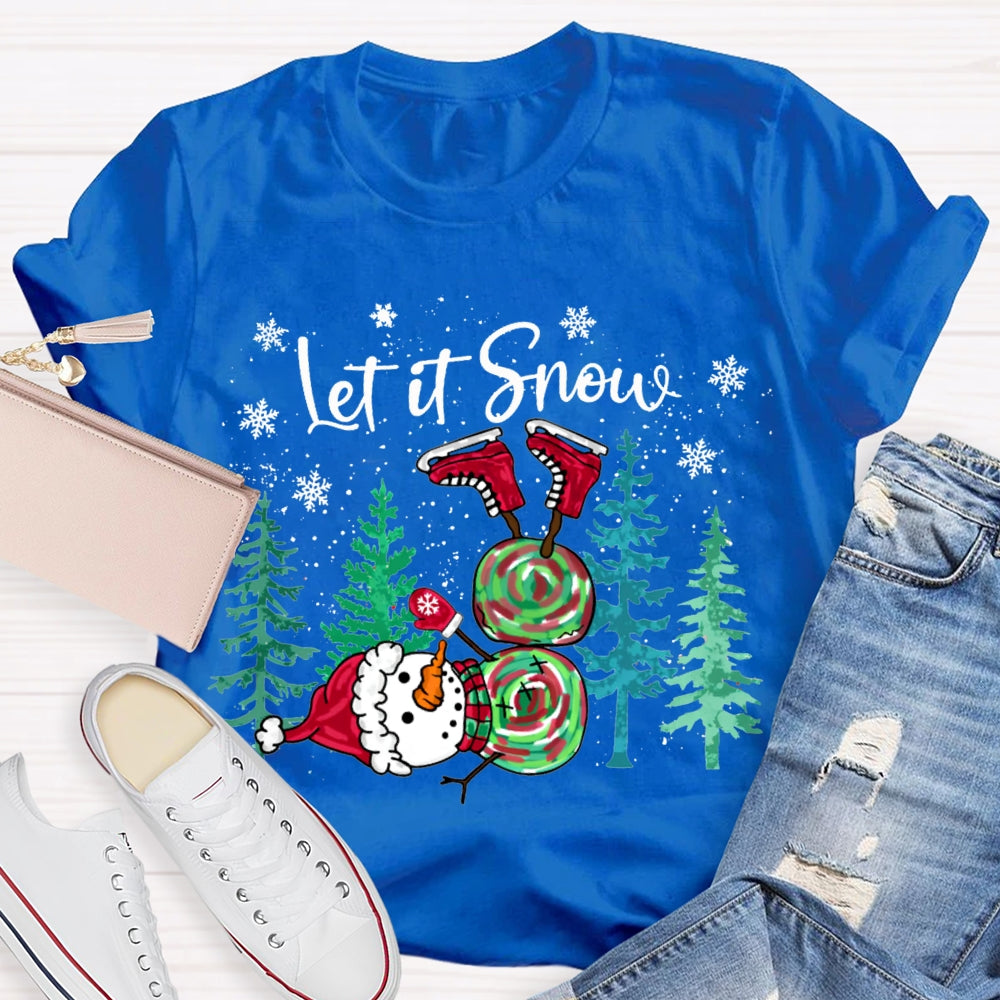 Let It Snow Tie-Dyed Snowmen And Christmas Tree T-shirt