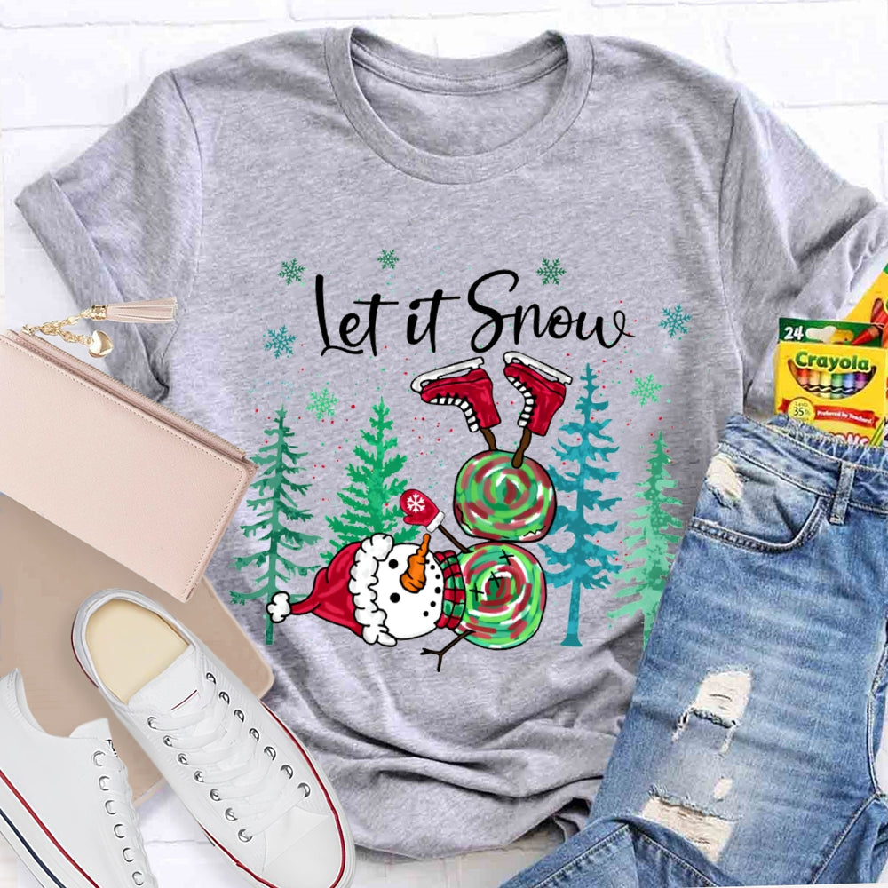 Let It Snow Tie-Dyed Snowmen And Christmas Tree T-shirt