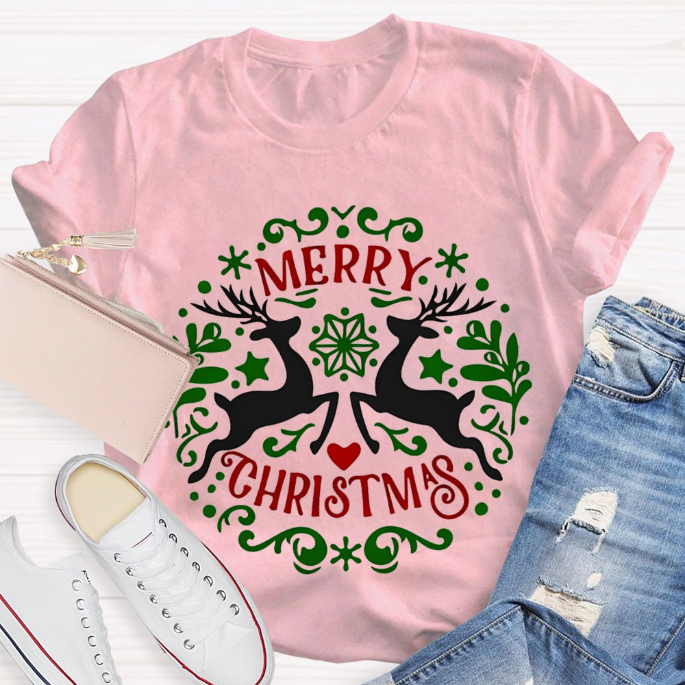 Merry Christmas And Christmas Elk T-shirt