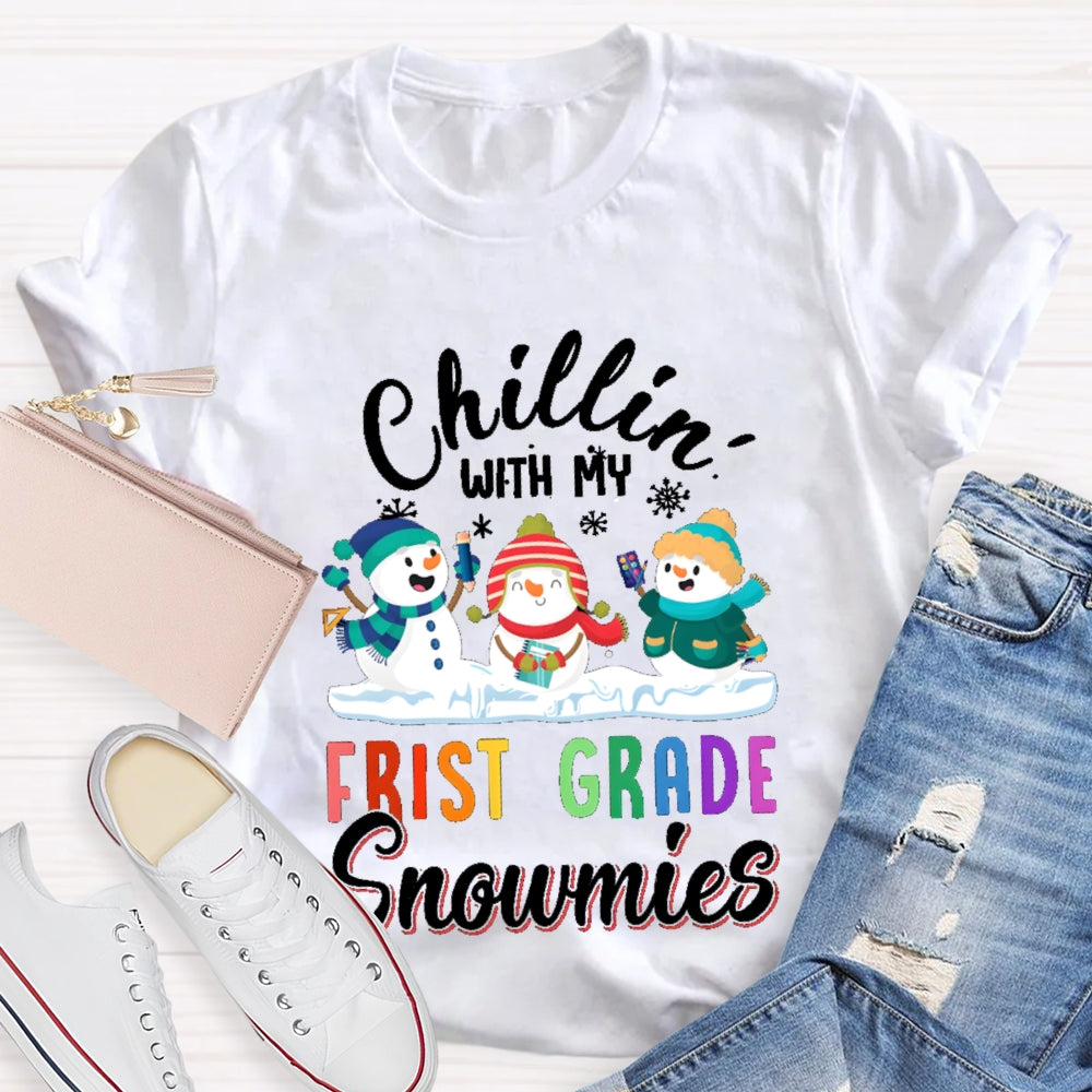 Personalized Grade Chillin With My First Grade Snowmies T-shirt