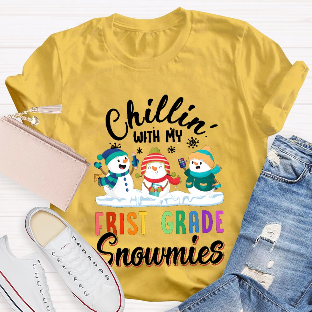 Personalized Grade Chillin With My First Grade Snowmies T-shirt