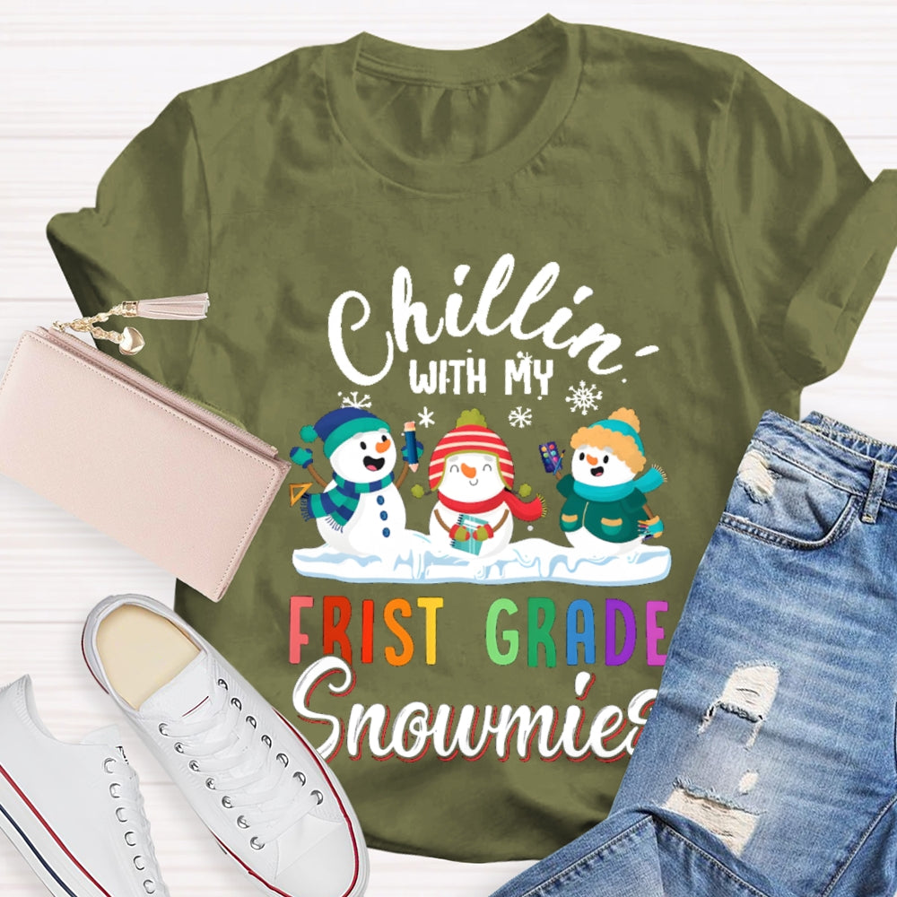 Personalized Grade Chillin With My First Grade Snowmies T-shirt