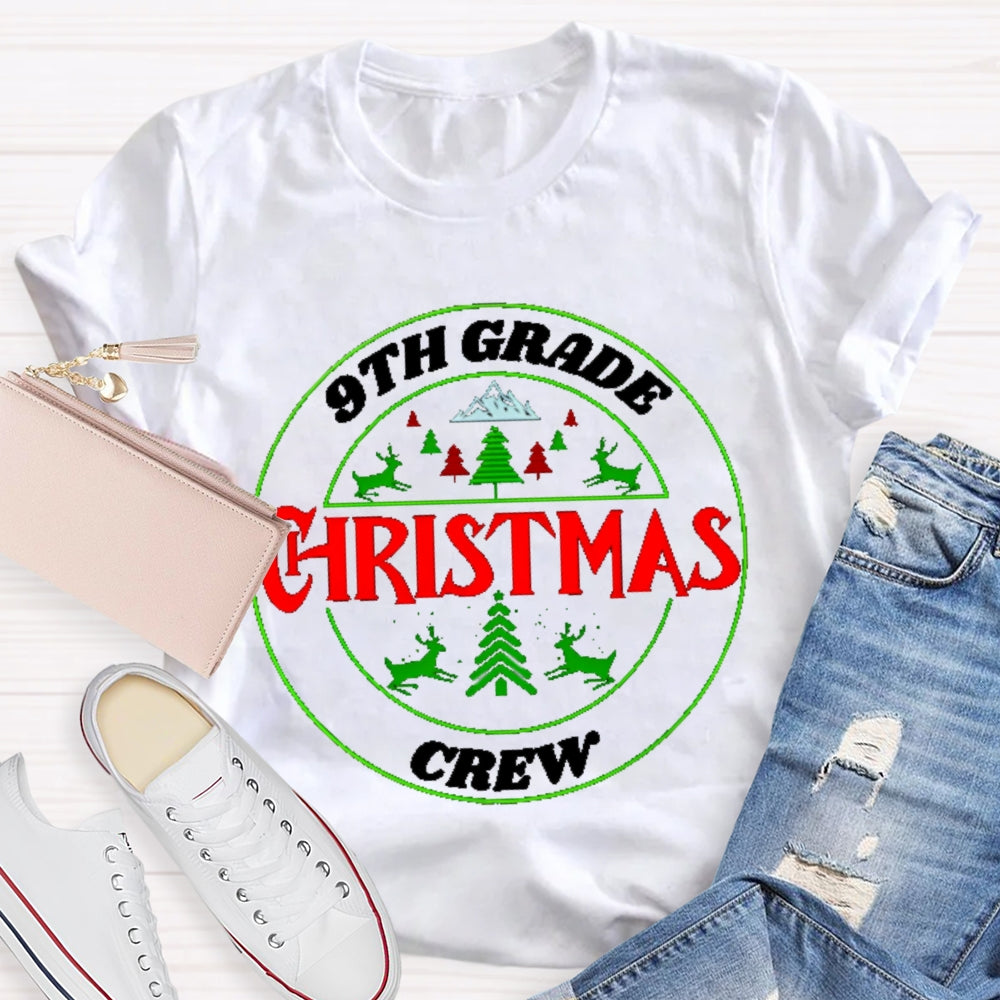 Personalized Grade 9th Grade Christmas Crew T-shirt