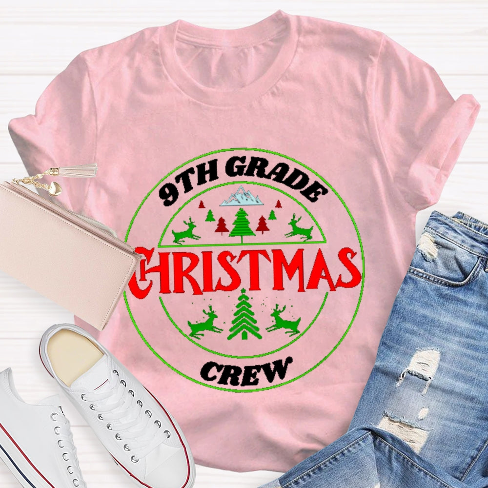 Personalized Grade 9th Grade Christmas Crew T-shirt