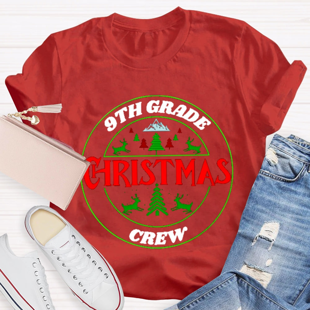 Personalized Grade 9th Grade Christmas Crew T-shirt