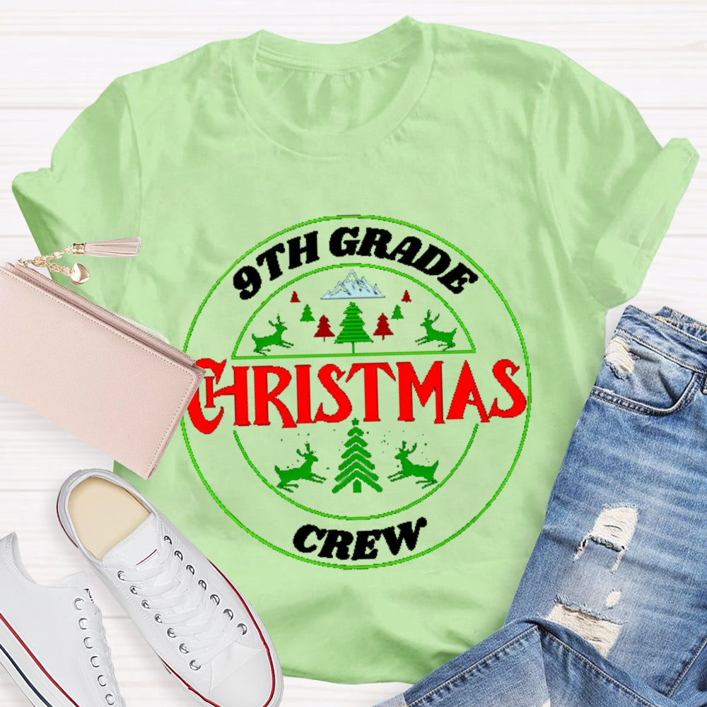 Personalized Grade 9th Grade Christmas Crew T-shirt