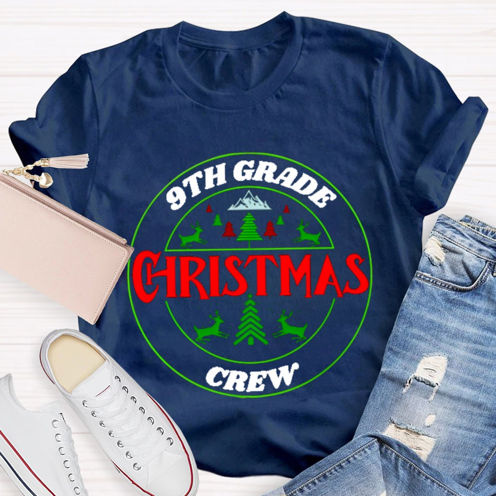 Personalized Grade 9th Grade Christmas Crew T-shirt