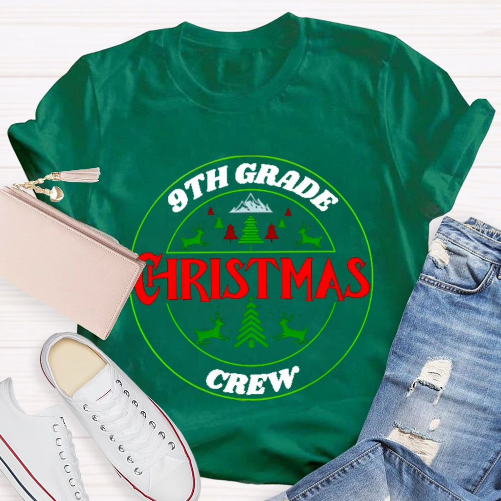 Personalized Grade 9th Grade Christmas Crew T-shirt
