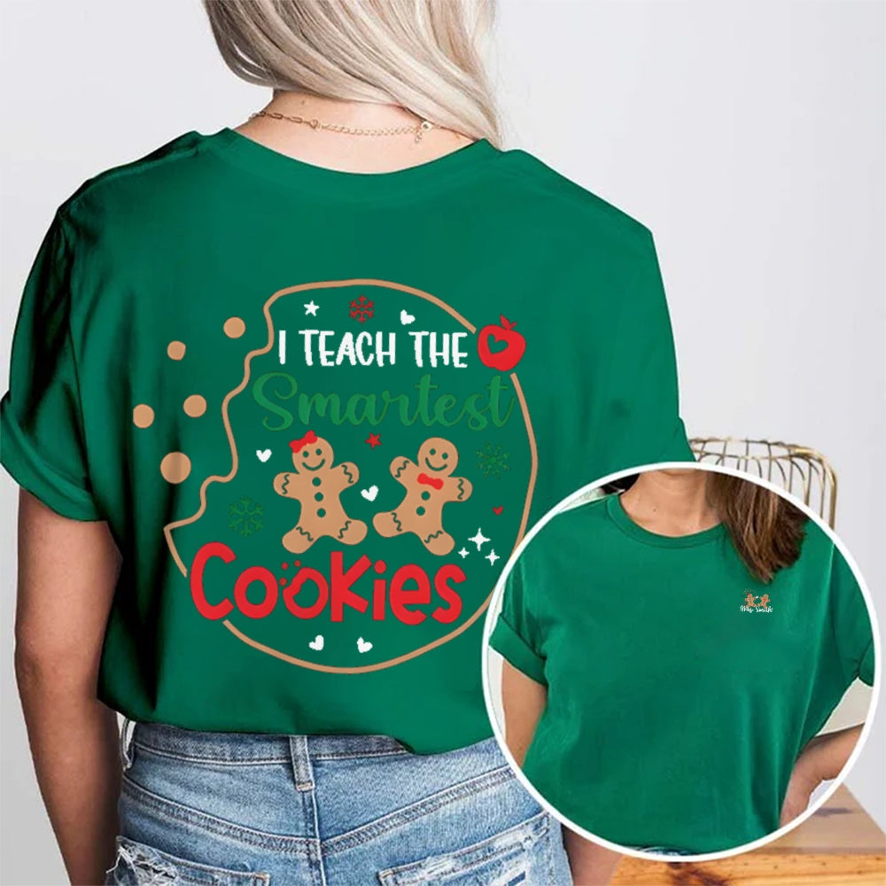 Personalized Name I Teach The Smartest Cookies Christmas Double Printed T-shirt