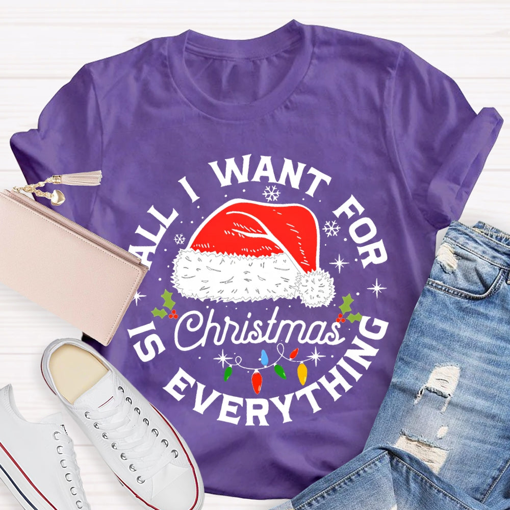 All I Want For Christmas Is Everything Christmas Hats And Fairy Lights T-shirt