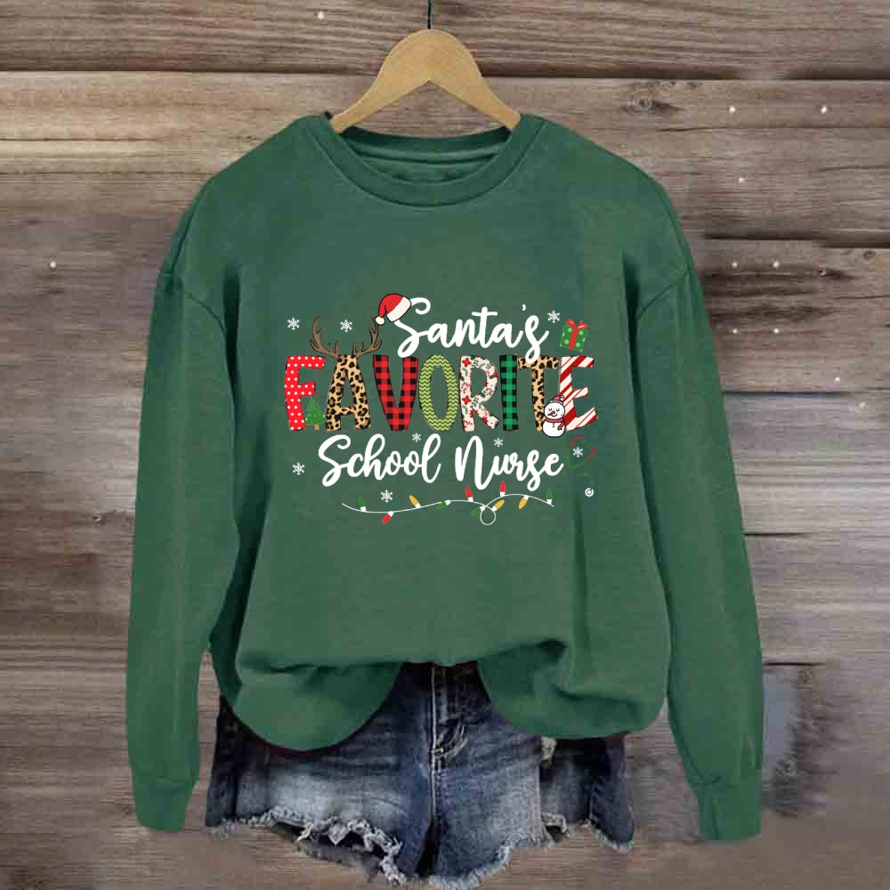 Santa'S Favorite School Nurse Sweatshirt