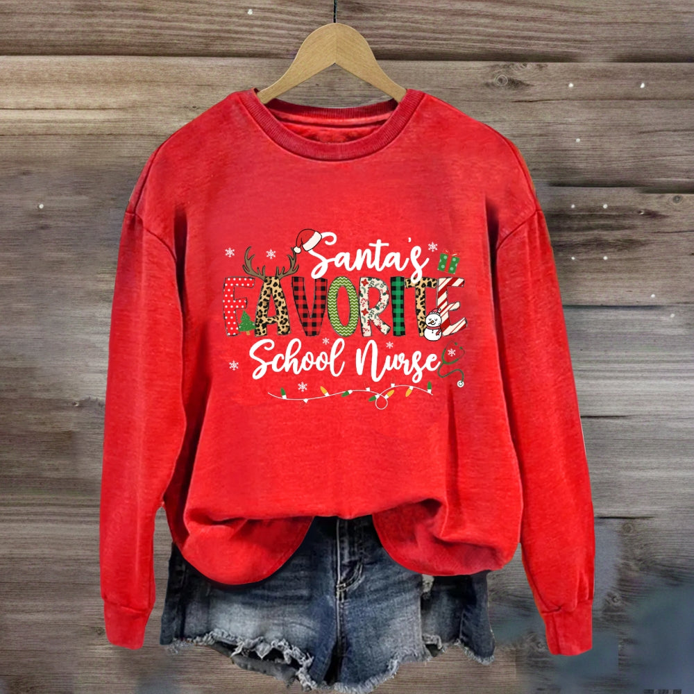 Santa'S Favorite School Nurse Sweatshirt