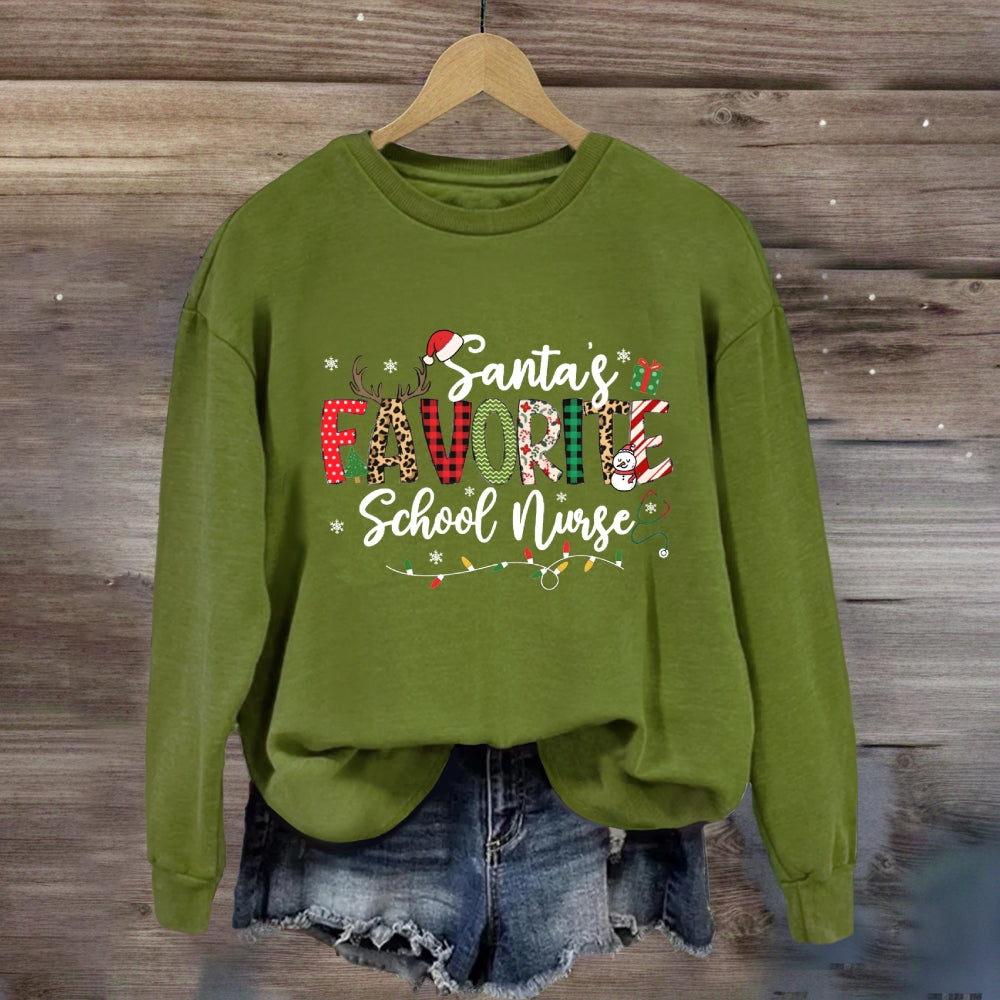 Santa'S Favorite School Nurse Sweatshirt