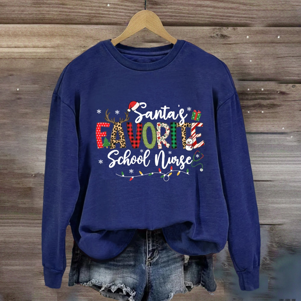 Santa'S Favorite School Nurse Sweatshirt