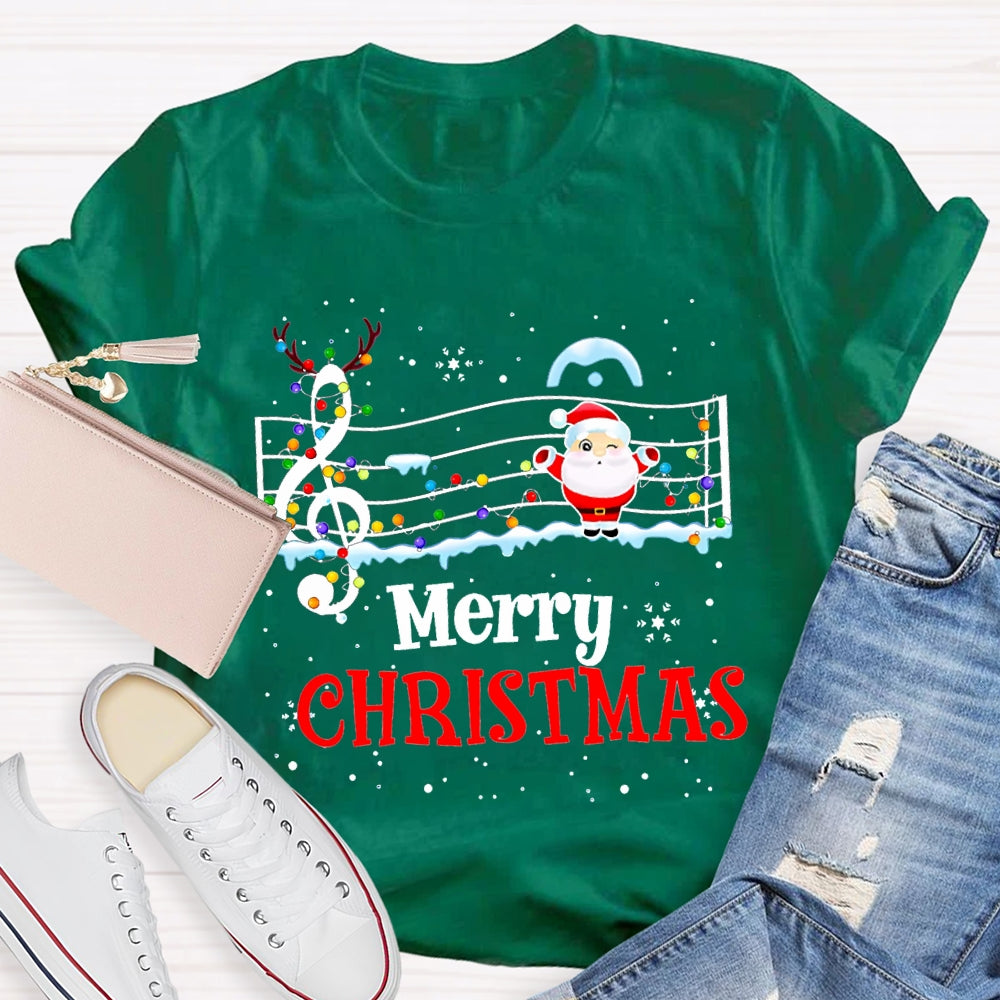 Merry Christmas Music Teacher Santa Claus And Christmas Lights T-shirt