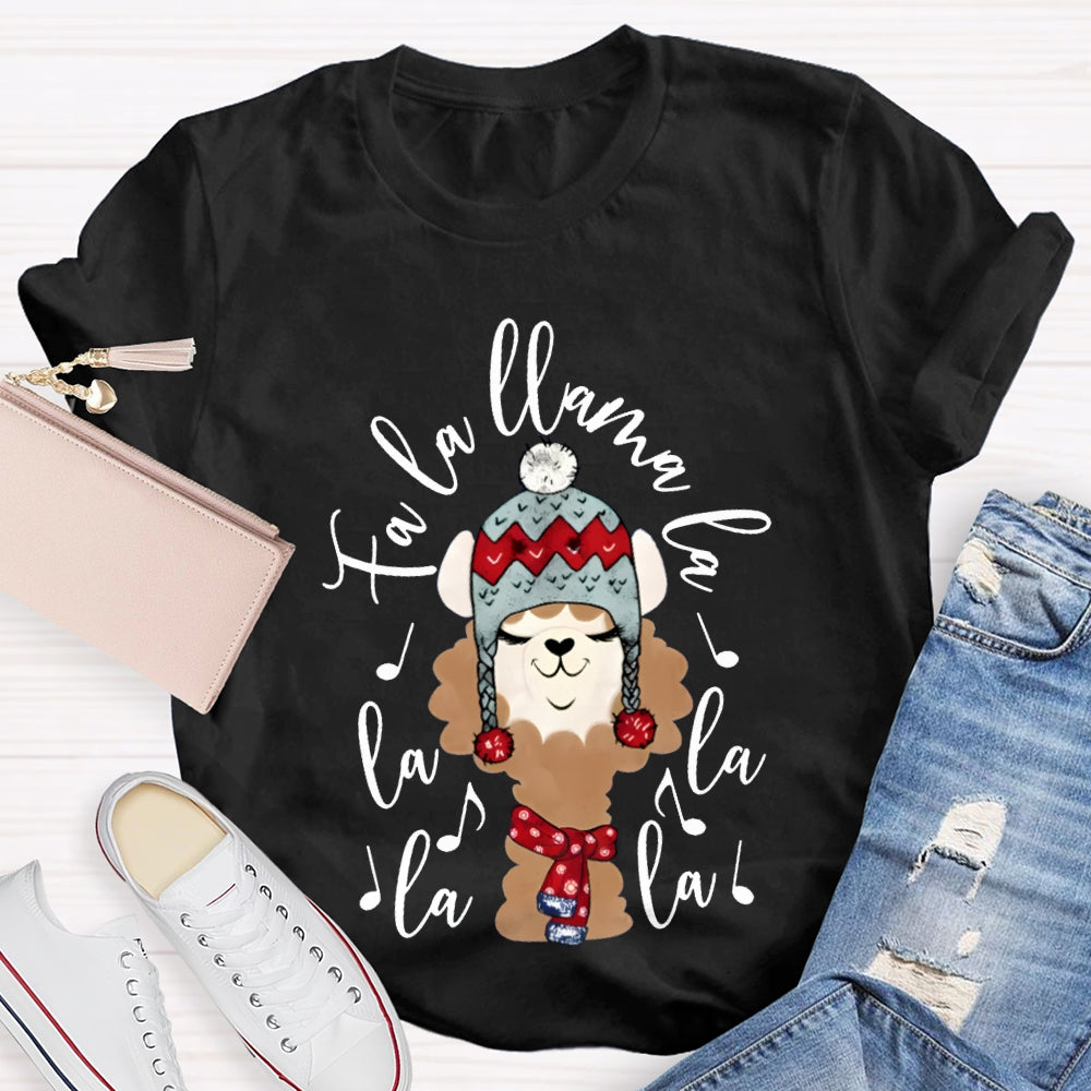 La La Fa Llama La La Christmas Puppy Listening To Music T-shirt