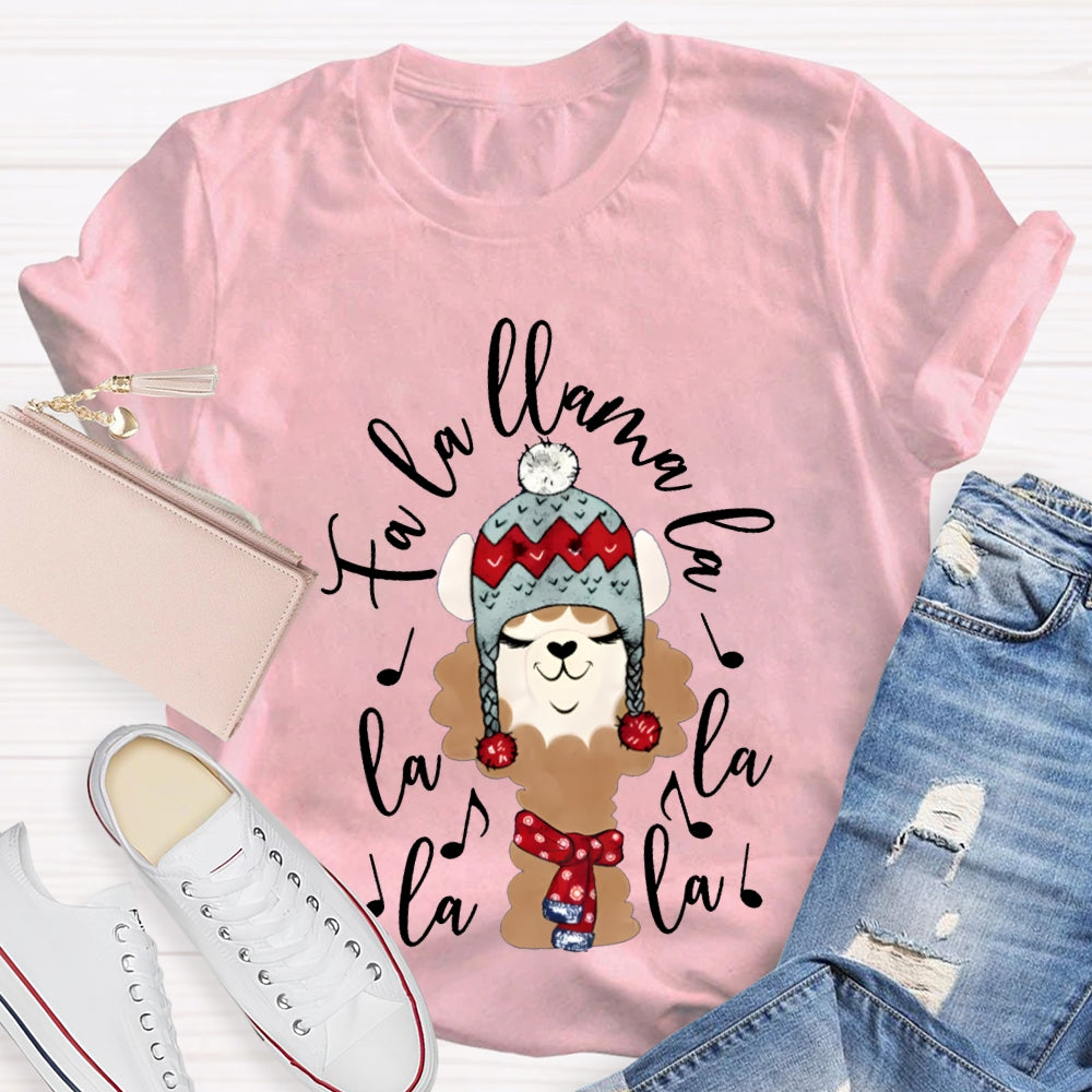 La La Fa Llama La La Christmas Puppy Listening To Music T-shirt
