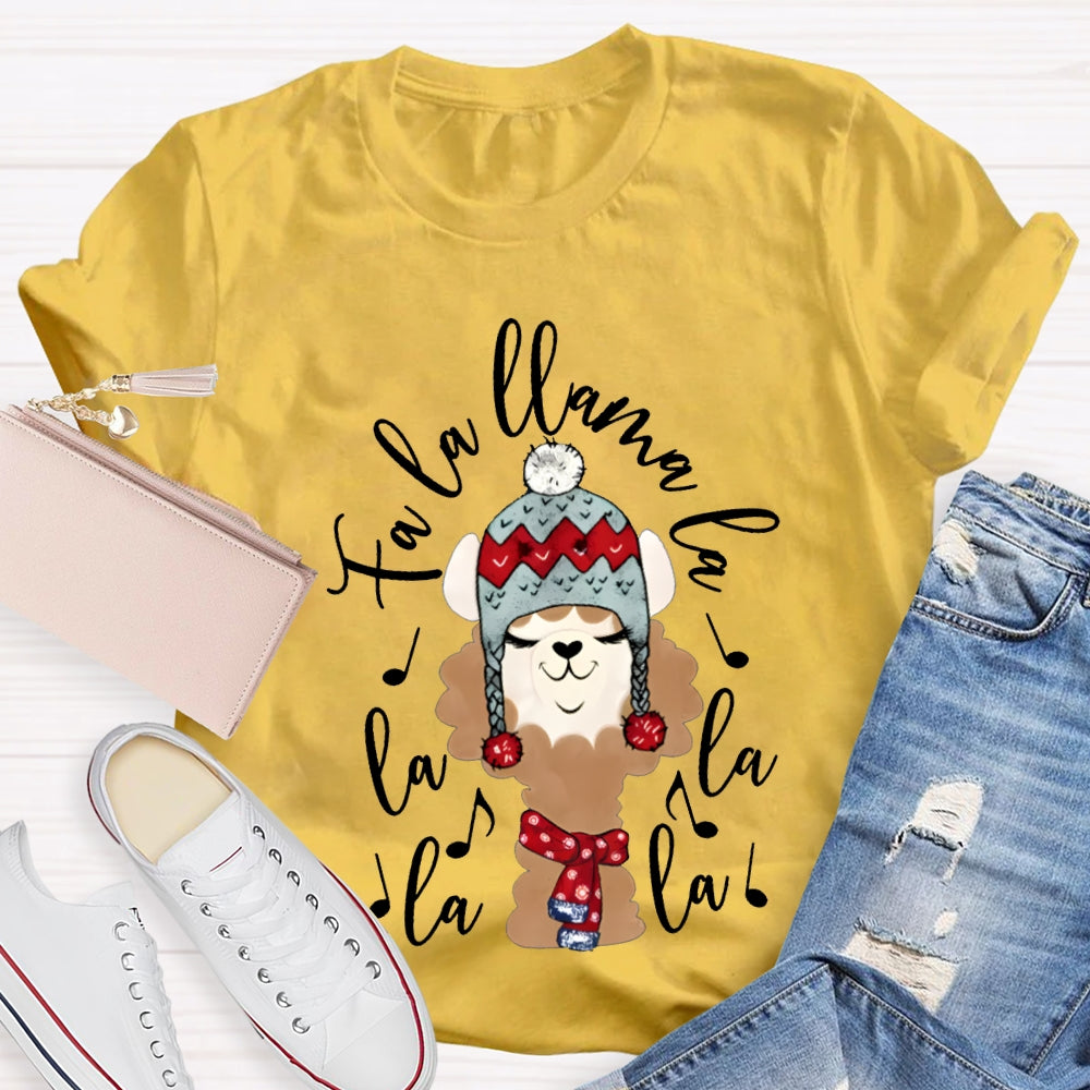 La La Fa Llama La La Christmas Puppy Listening To Music T-shirt