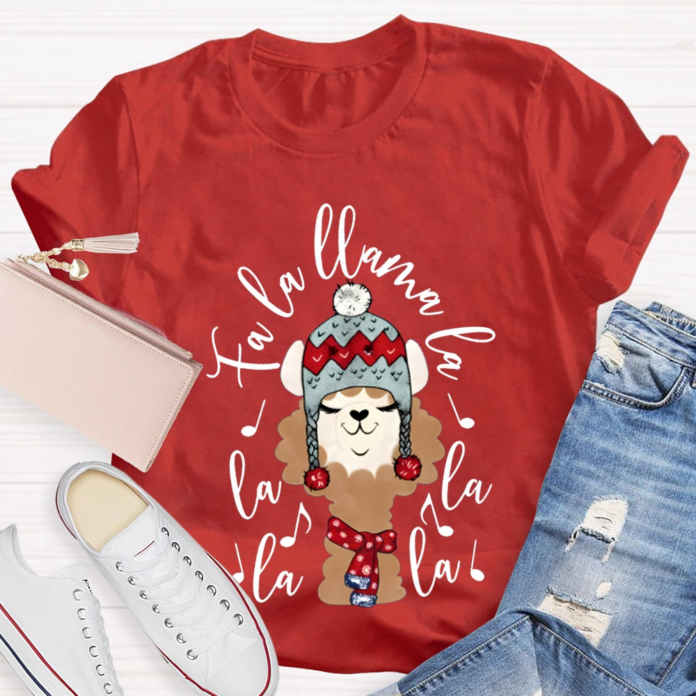 La La Fa Llama La La Christmas Puppy Listening To Music T-shirt