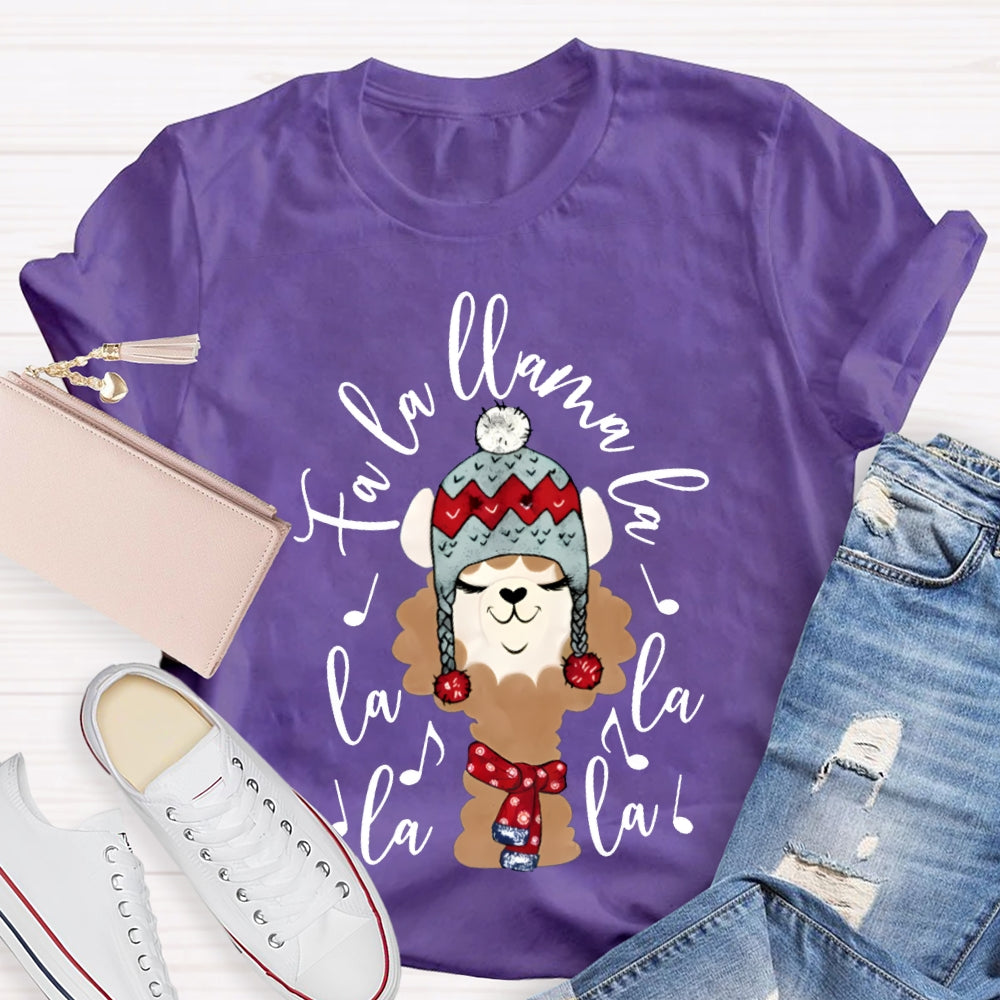 La La Fa Llama La La Christmas Puppy Listening To Music T-shirt