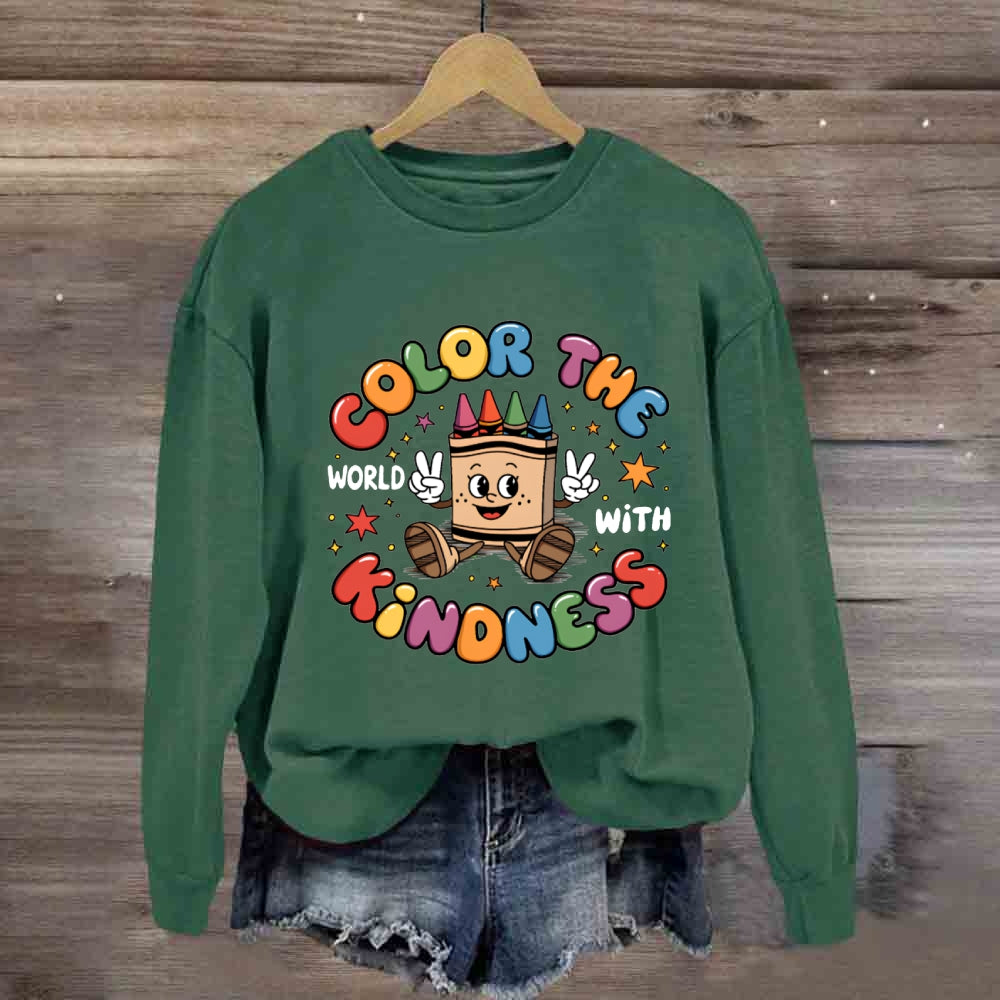 Color The World With Kindness Crayon Sweatshirt