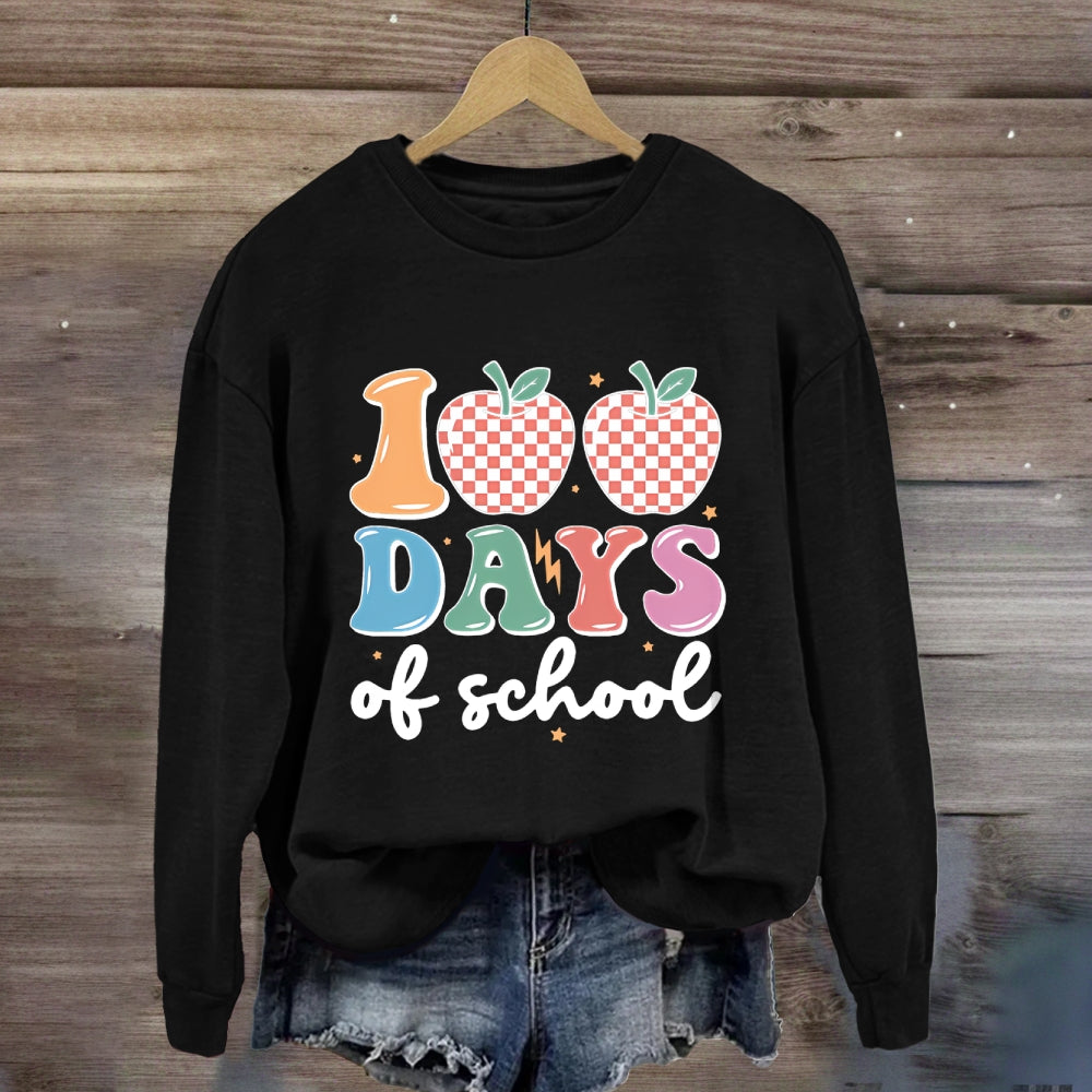 100  Days Of School Pink Apple Sweatshirt