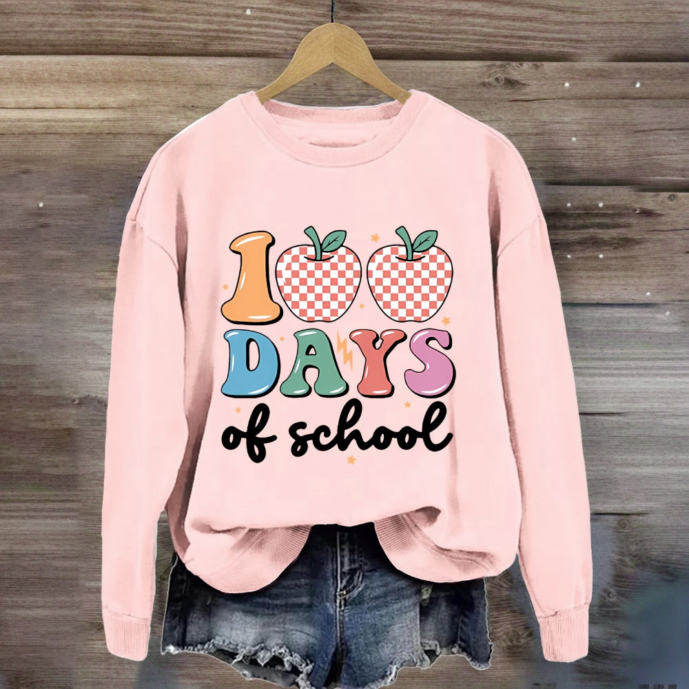 100  Days Of School Pink Apple Sweatshirt
