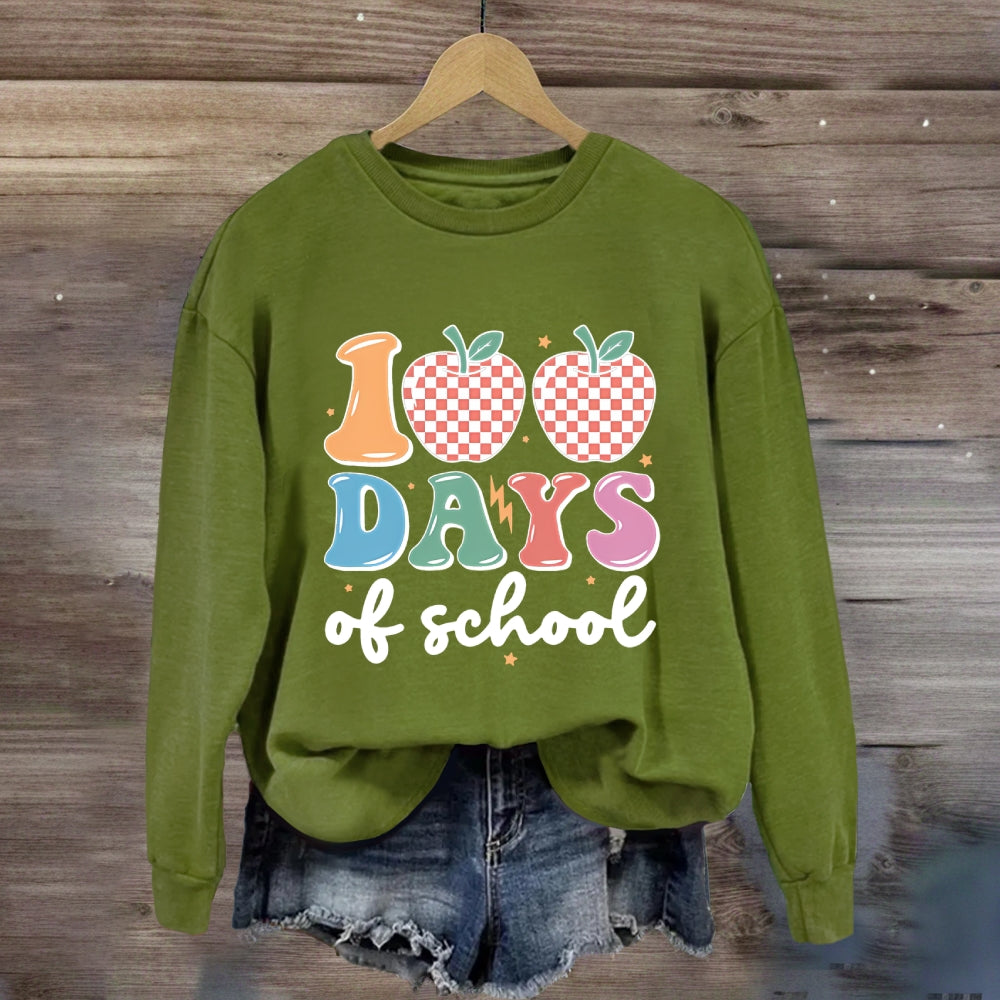 100  Days Of School Pink Apple Sweatshirt