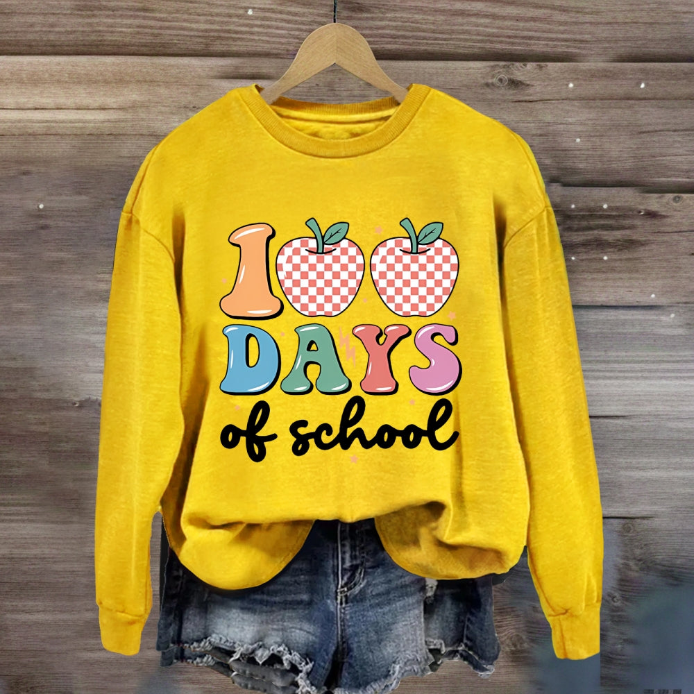 100  Days Of School Pink Apple Sweatshirt