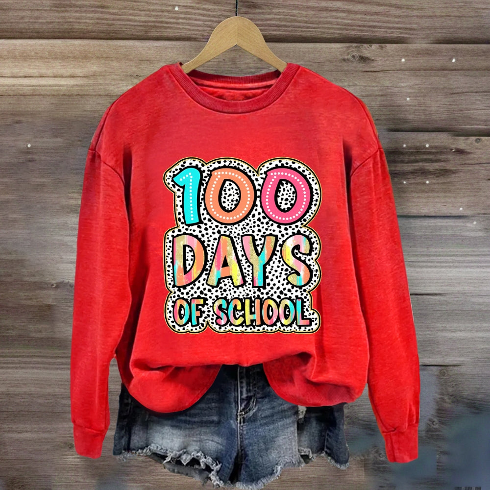 100 Days Of School Gradient Letter Print Sweatshirt