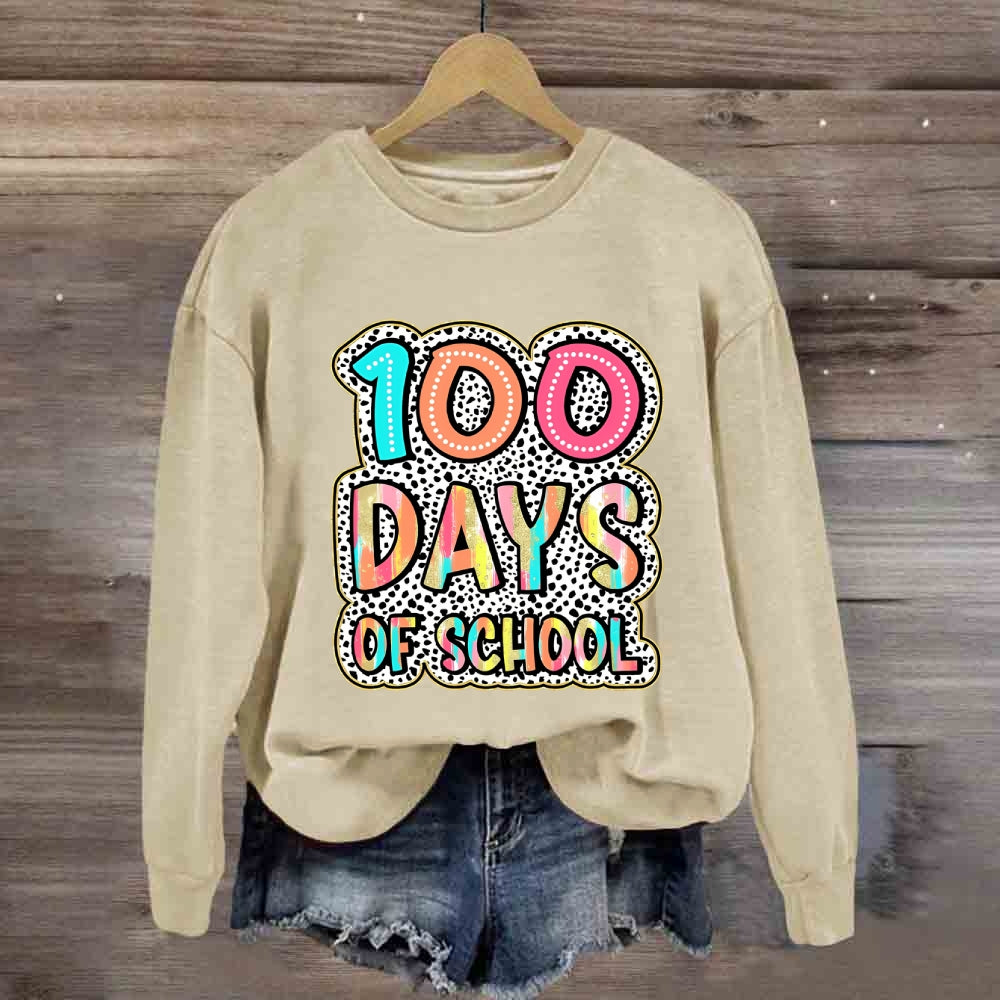 100 Days Of School Gradient Letter Print Sweatshirt