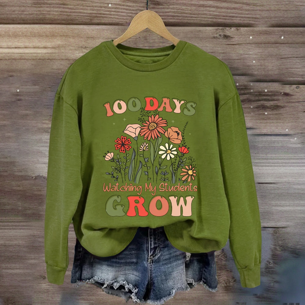 100 Days Watching My Students Grow Floral Sweatshirt