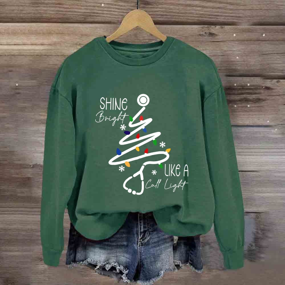 Shine Bright Like A Call Light Stethoscope Nurse Christmas Sweatshirt