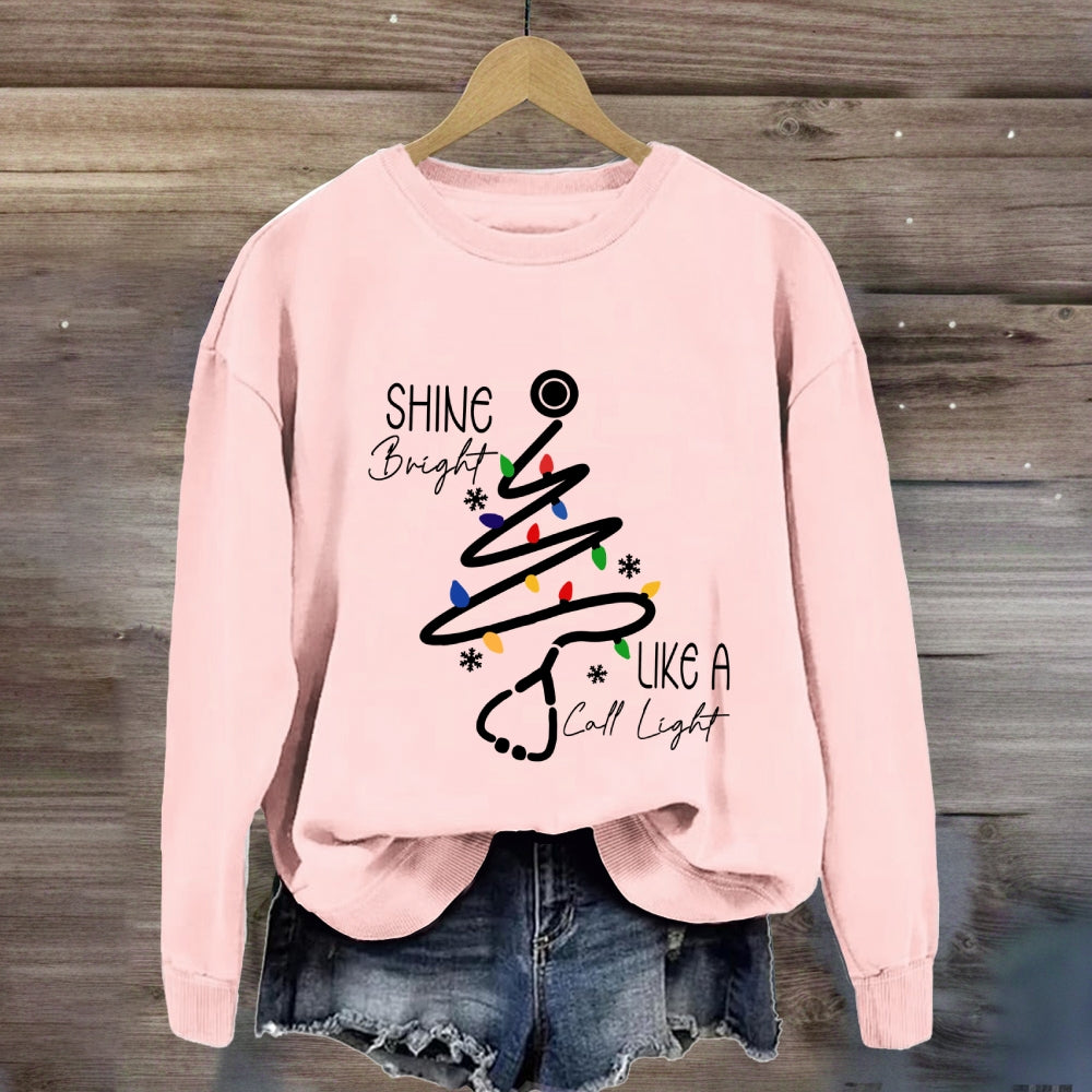 Shine Bright Like A Call Light Stethoscope Nurse Christmas Sweatshirt