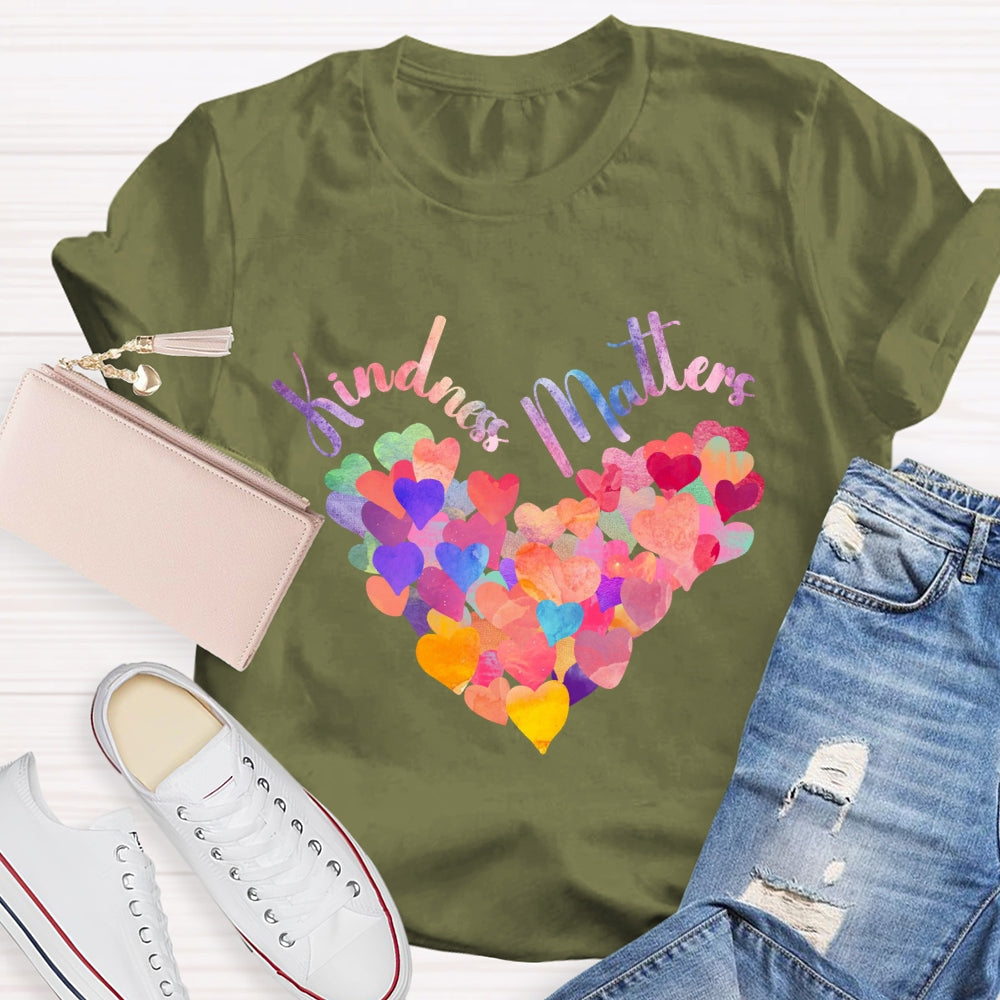 Kindness Matters Colorful Heart T-Shirt