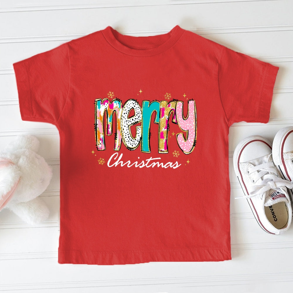 Merry Christmas Golden Snow Toddler T-Shirts
