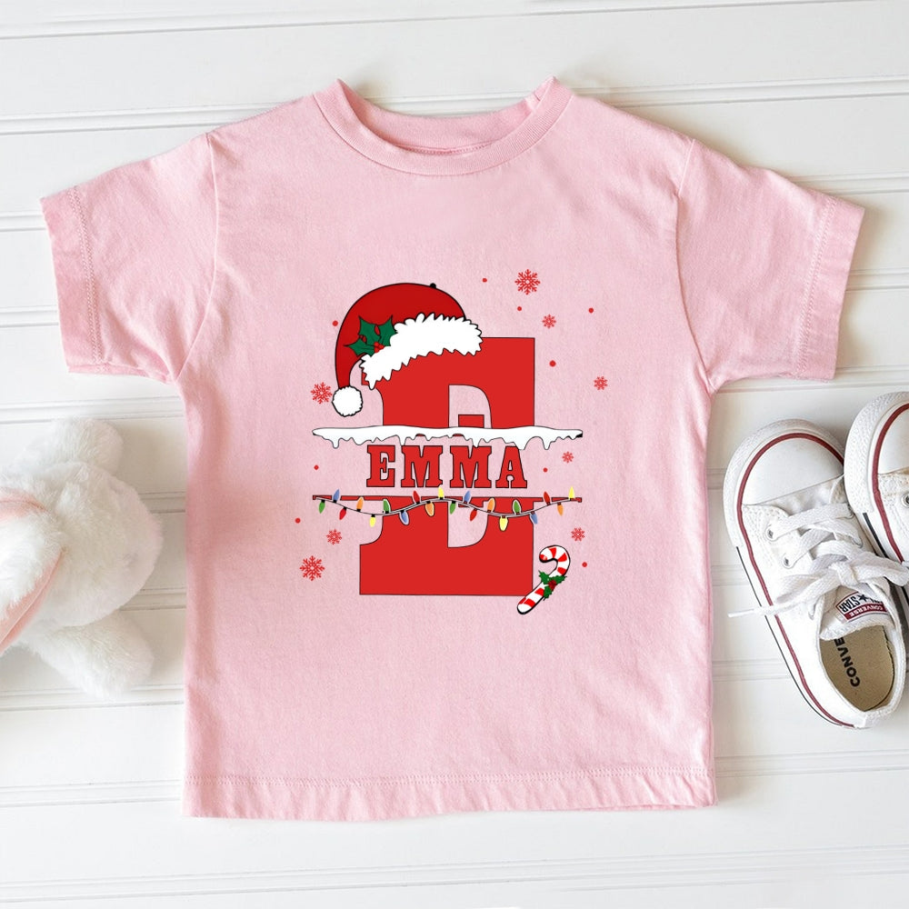 Personalized Name Christmas Hat  Light Toddler T-Shirts