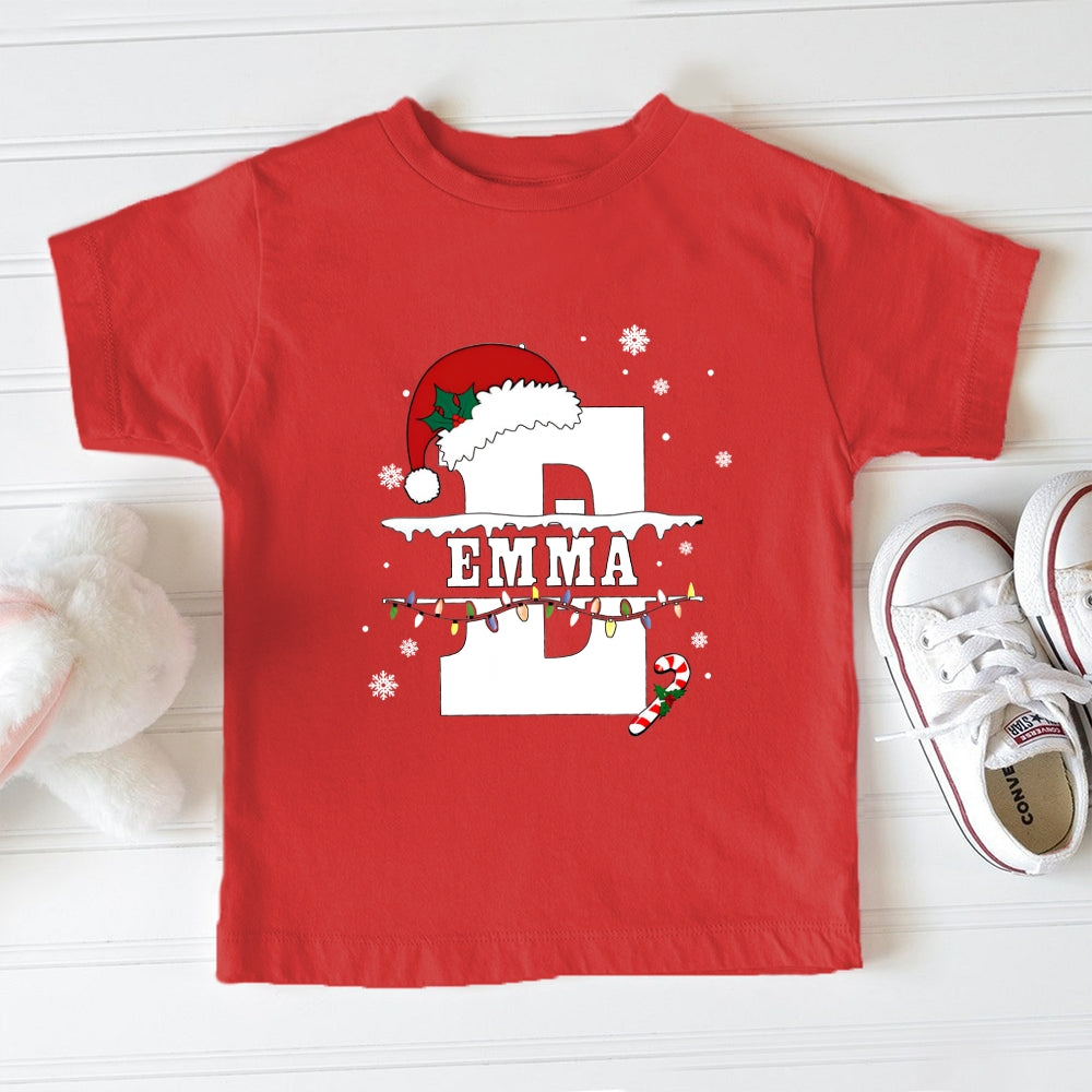 Personalized Name Christmas Hat  Light Toddler T-Shirts