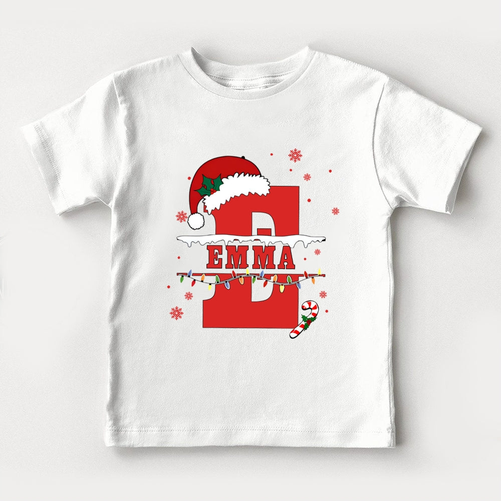 Personalized Name Christmas Hat  Light Toddler T-Shirts