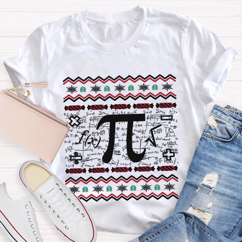 Christmas Candy And Pi Math Teacher Christmas T-shirt