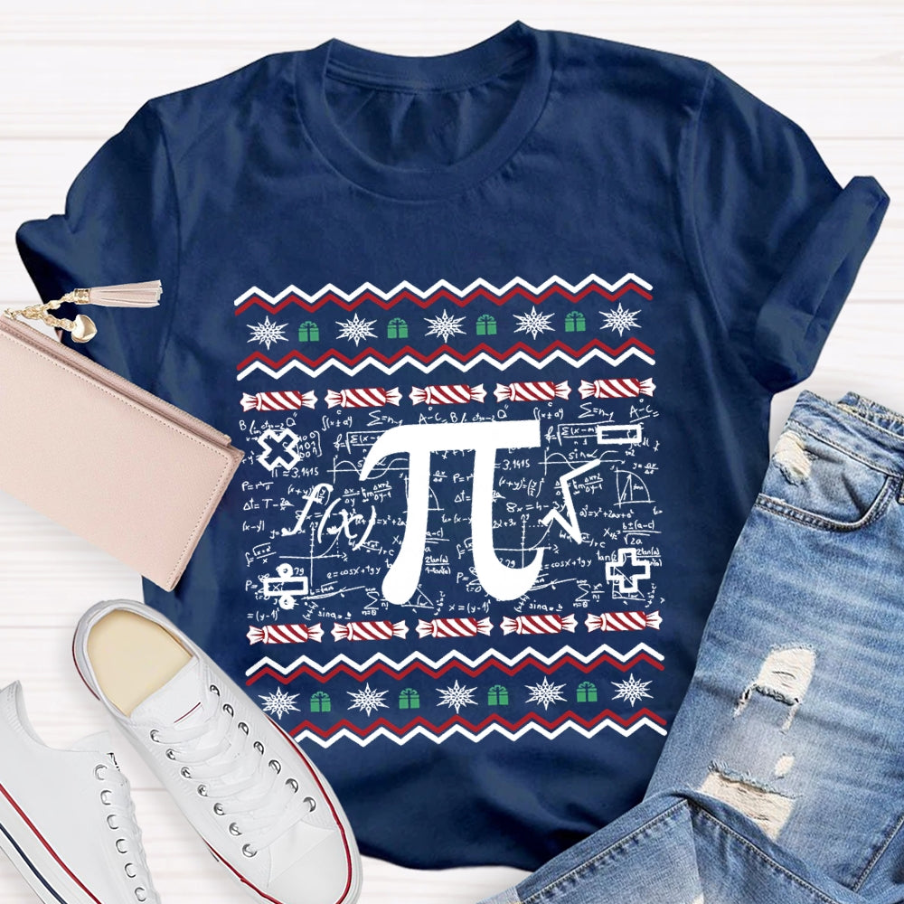 Christmas Candy And Pi Math Teacher Christmas T-shirt
