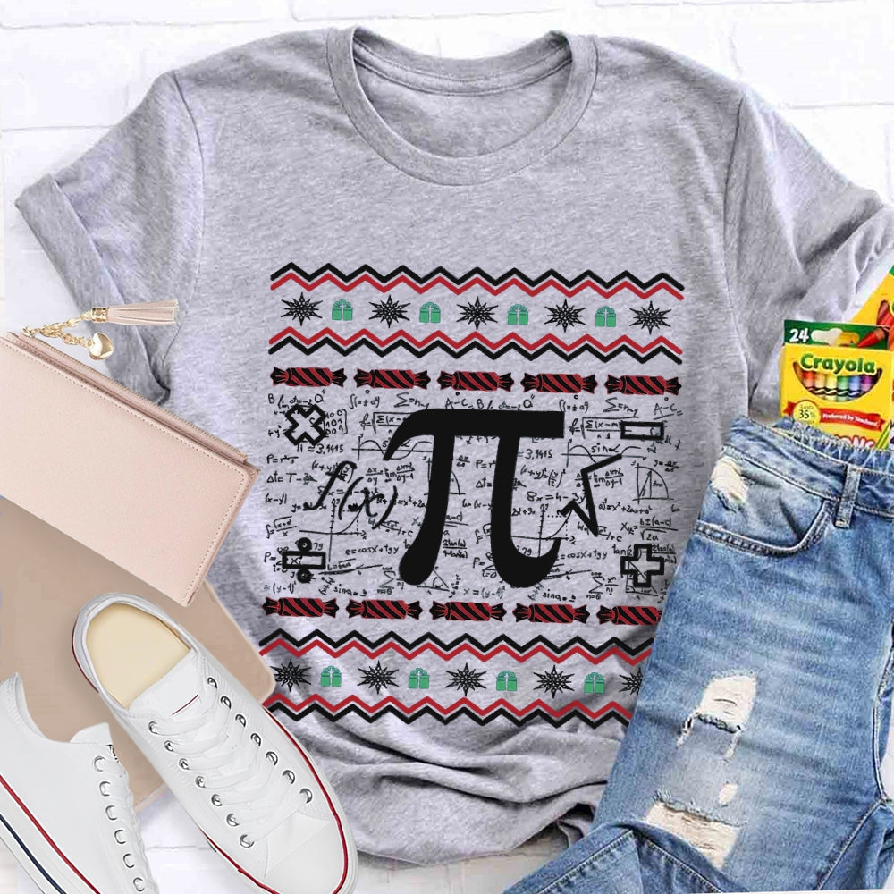 Christmas Candy And Pi Math Teacher Christmas T-shirt