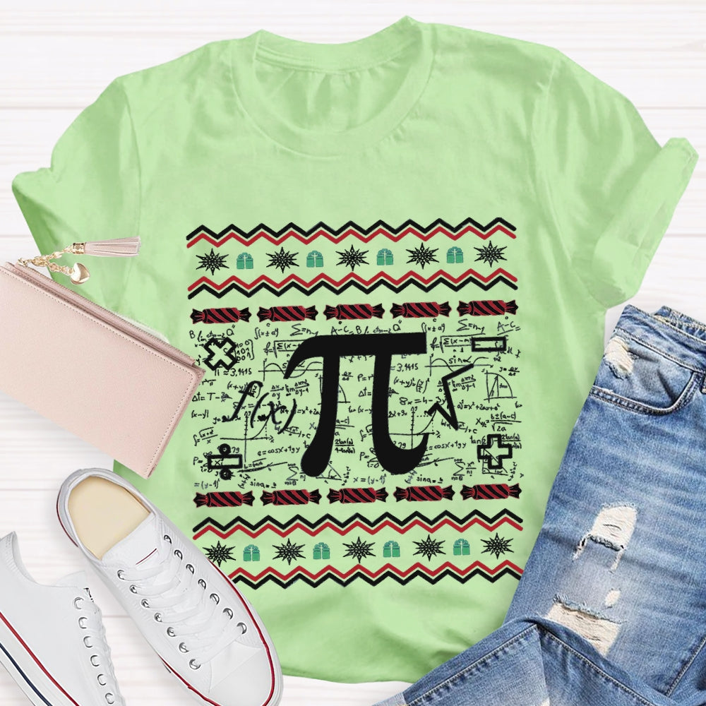 Christmas Candy And Pi Math Teacher Christmas T-shirt