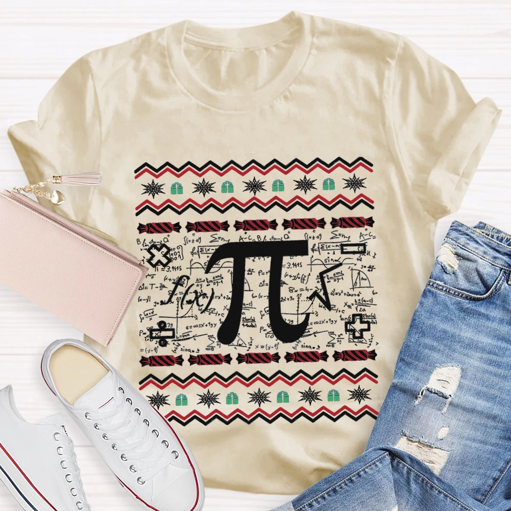 Christmas Candy And Pi Math Teacher Christmas T-shirt