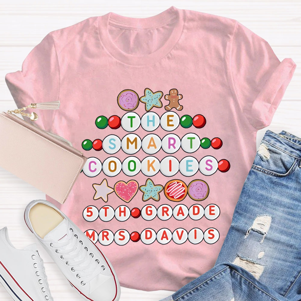 Personalized Name And Grade The Smart Cookies 5th Grade Christmas T-shirt